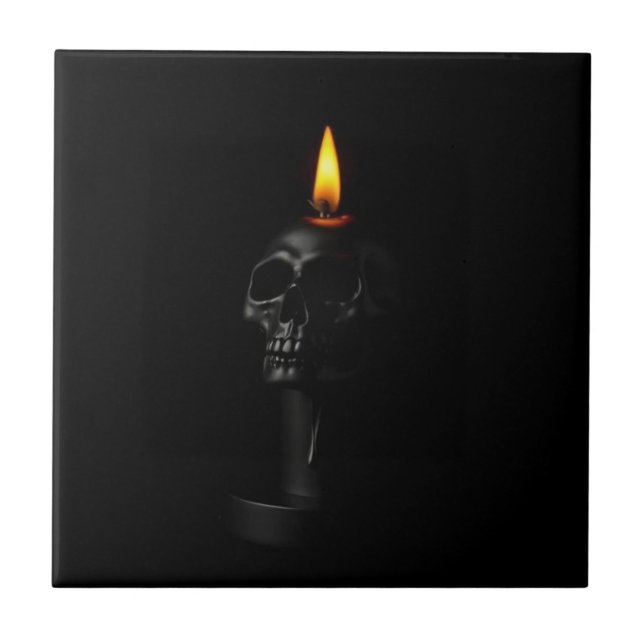 Minimalistischer gotischer Halloween-Kerzen-Kerami Fliese (Vorderseite)