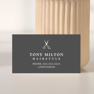 Minimalistischer Grauschere Friseur Visitenkarte