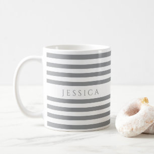 Minimalistischer Graustreifen Mustername Kaffeetasse