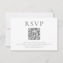 Minimalistischer Grautext QR Code Hochzeit RSVP Karte