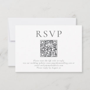 Minimalistischer Grautext QR Code Hochzeit RSVP Karte