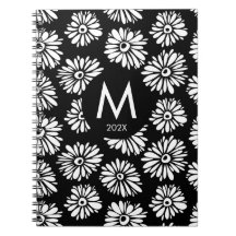 Minimalistischer groovy Schwarz-Weiß-Monogramm-Dai