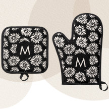 Minimalistischer Groovy Schwarz-Weiß-Monogramm-Dai