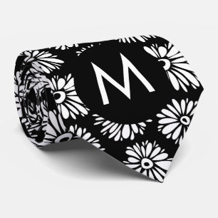Minimalistischer Groovy Schwarz-Weiß-Monogramm mit Krawatte