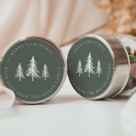 Minimalistischer Grün- und Weißwein-Weihnachtsbaum Runder Aufkleber