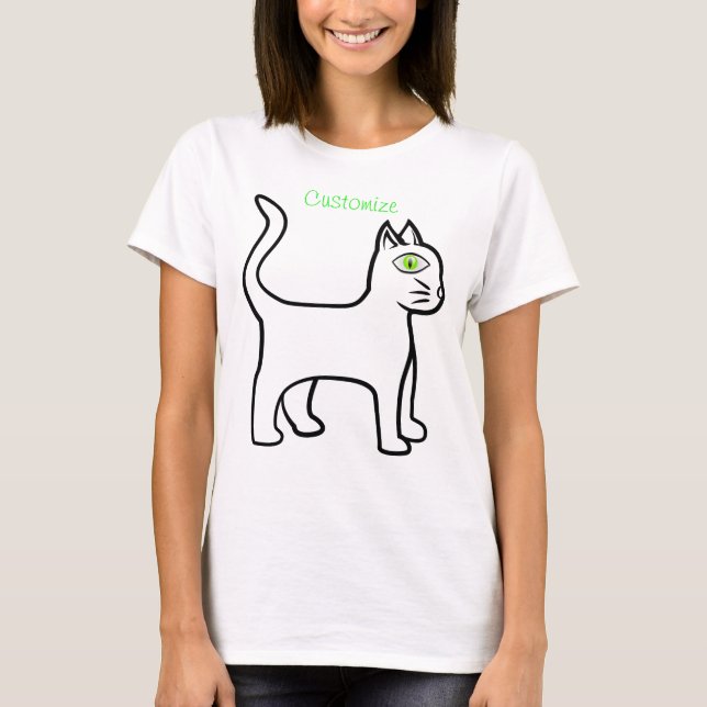 Minimalistischer Grünauge Katzenschnupfen T-Shirt (Vorderseite)