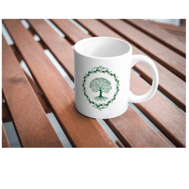 Minimalistischer Grüner Lebensbaum-Becher Kaffeetasse (Von Creator hochgeladen)