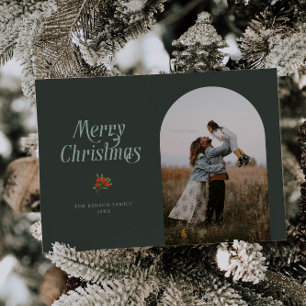 Minimalistischer Grüner Pfeil Frohe Weihnachtsfeie Feiertagskarte