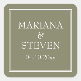 Minimalistischer Grüner Quadrat an der Grenze Quadratischer Aufkleber