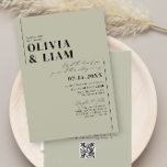 Minimalistischer grüner Sage für alle QR-UAWG Einladung<br><div class="desc">Eine minimalistische Hochzeitseinladung in grünem Weiß, für den ultimativen modernen Chic-Look, beinhaltet Vorlagenraum auf der Rückseite, um Hochzeitsdetails hinzuzufügen und UAWG QR-Code, um Ihnen Geld für Druckkosten retten . Wenn Sie passende Designs benötigen, die nicht in der Sammlung sind oder Hilfe benötigen, lass mir bitte Bescheid (Maria). Ich freue mich,...</div>