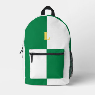Minimalistischer grüner und weißer Rucksack mit in