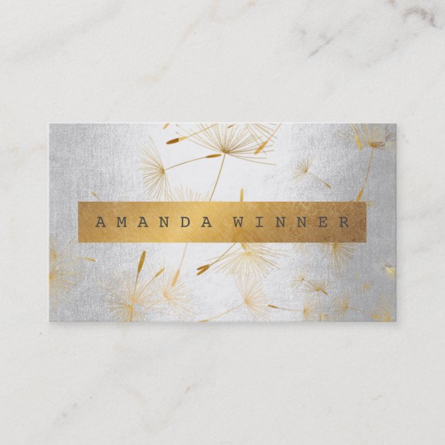 Minimalistischer grungy Gold Dandelion Confetti Si Visitenkarte (Vorderseite)