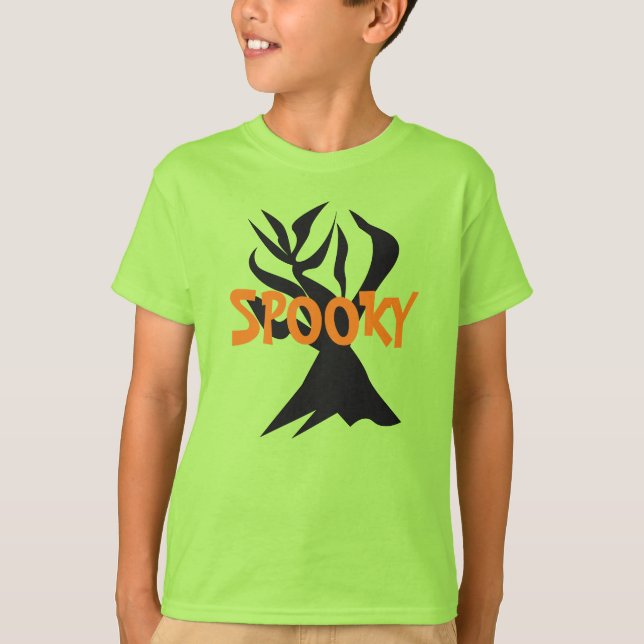 Minimalistischer Halloween Spooky Tree T-Shirt (Vorderseite)