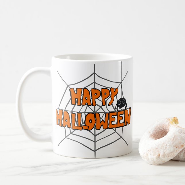Minimalistischer Halloween-Urlaub Kaffeetasse (Mit Donut)