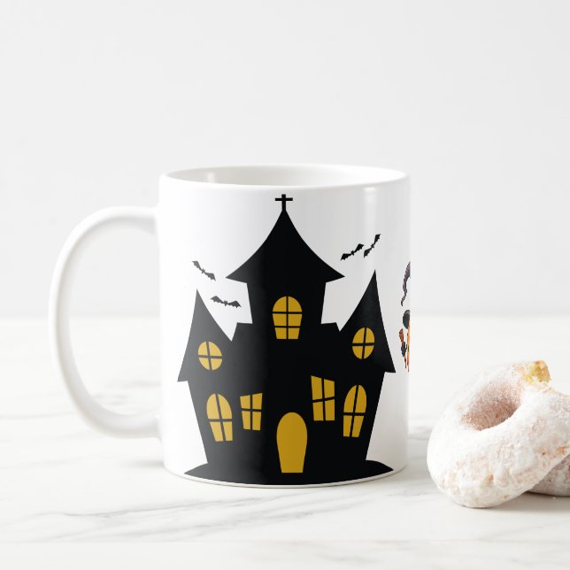 Minimalistischer Halloween-Urlaub Kaffeetasse (Mit Donut)