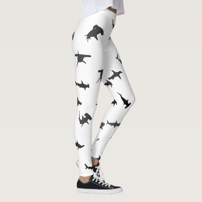 Minimalistischer Hammerhai Hammerhead-Muster Leggings (Rechts)
