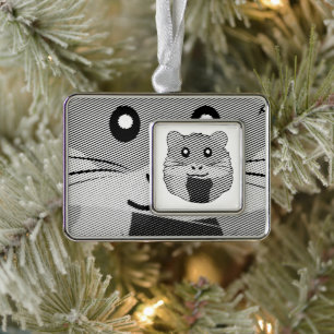Minimalistischer Hamster Rahmen-Ornament Silber