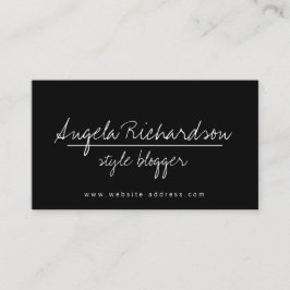 Minimalistischer handgeschriebener Blogger Black Visitenkarte