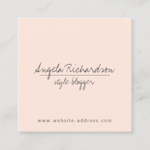 Minimalistischer handgeschriebener Blogger-Peach Quadratische Visitenkarte