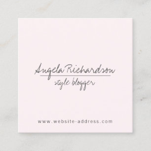 Minimalistischer handgeschriebener Blogger Pink Quadratische Visitenkarte
