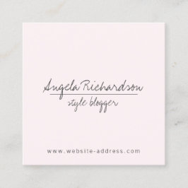Minimalistischer handgeschriebener Blogger Pink Quadratische Visitenkarte