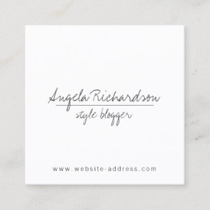 Minimalistischer handgeschriebener Blogger, Sylist Quadratische Visitenkarte