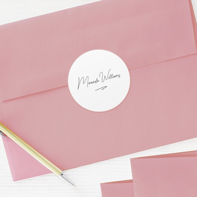 Minimalistischer handgeschriebener Individuelle Na Runder Aufkleber (Von Creator hochgeladen)