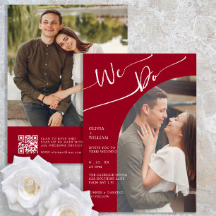 Minimalistischer handgeschriebener QR-Code Zwei-Fo Einladung