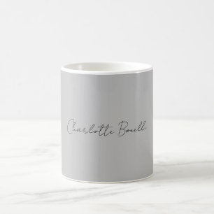Minimalistischer handgeschriebener Skriptname Grau Kaffeetasse