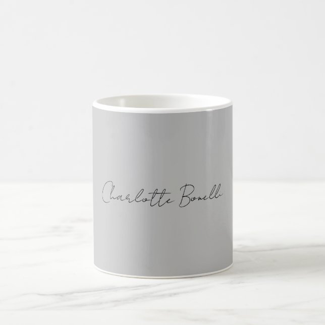 Minimalistischer handgeschriebener Skriptname Grau Kaffeetasse (Mittel)