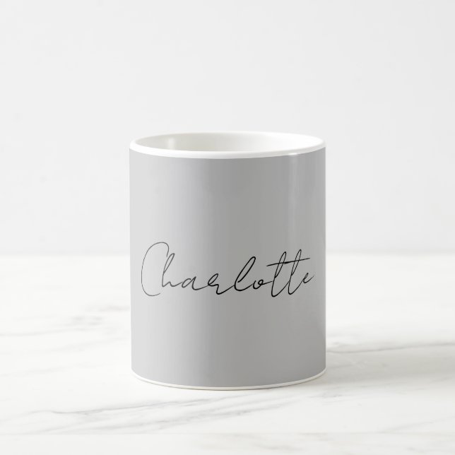 Minimalistischer handgeschriebener Skriptname Grau Kaffeetasse (Mittel)