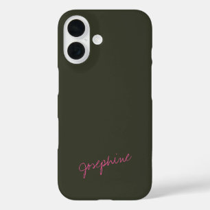 Minimalistischer Handlettering-Name Grün Pink Benu iPhone 16 Hülle