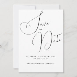 Minimalistischer Handskripttext und Foto Save the Einladung