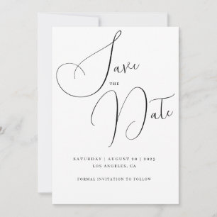 Minimalistischer Handskripttext und Foto Save the  Einladung