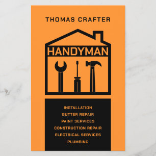 Minimalistischer Handyman schwarz und orange Flyer