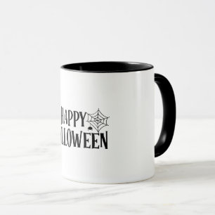 Minimalistischer Happy Halloween Spinnennetz Kaffe Tasse