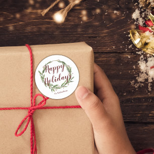 Minimalistischer Happy Holidays Wasserfarbener Pin Runder Aufkleber