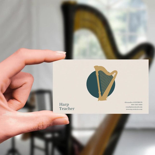 Minimalistischer Harfenlehrer Visitenkarte (Minimalist Harp Teacher Business Card)