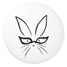 Minimalistischer Hasenkaninchen Mit Brille Keramik Keramikknauf