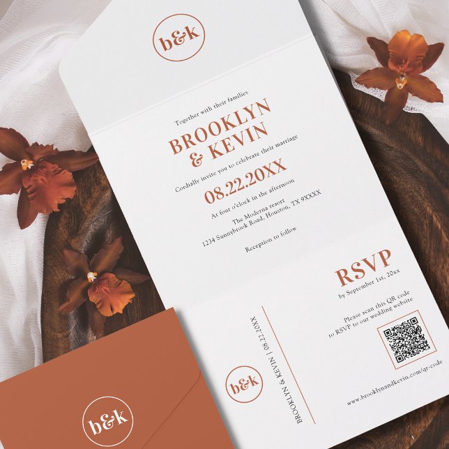 Minimalistischer Haushalt Terracotta Rust QR | FOT All In One Einladung (Von Creator hochgeladen)