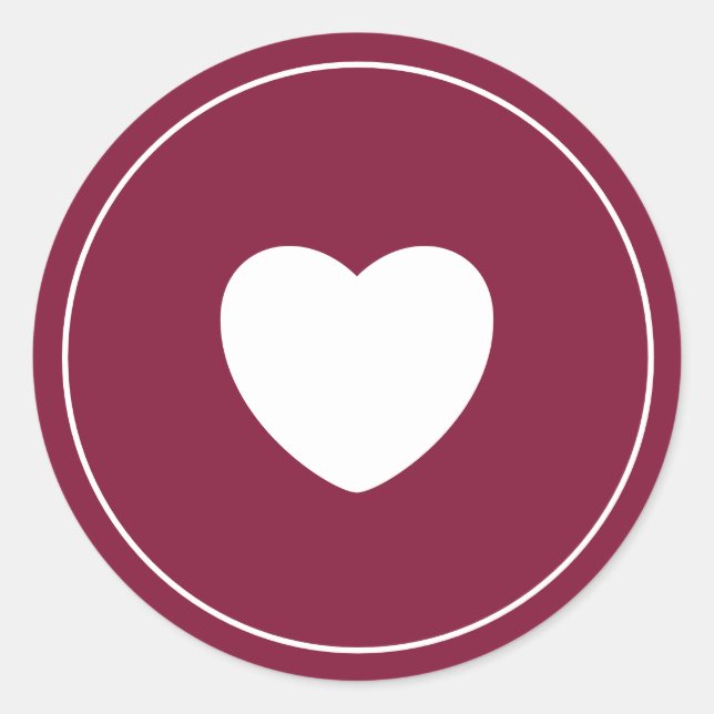 Minimalistischer Heftsticker | Wine Red Runder Aufkleber (Vorderseite)