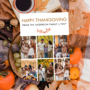 Minimalistischer Herbst 6 Foto-Collage Thanksgivin Feiertagskarte