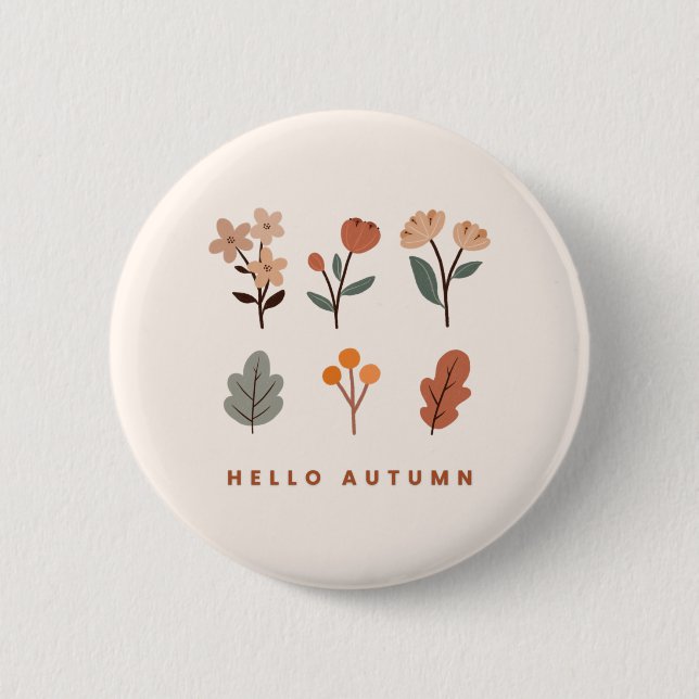 Minimalistischer Herbst Florals Button (Vorderseite)
