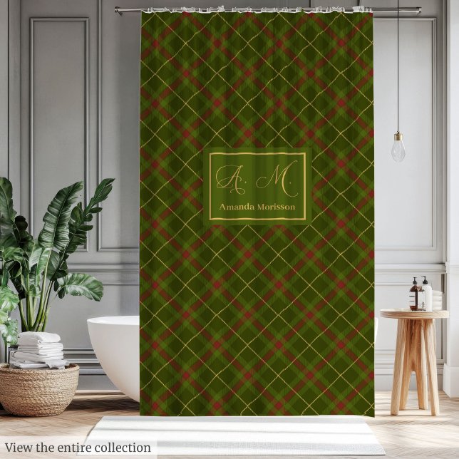 Minimalistischer Herbst Tartan Vorhang Elegantes M (Minimalist Autumn Tartan Curtain Elegant Monogram)