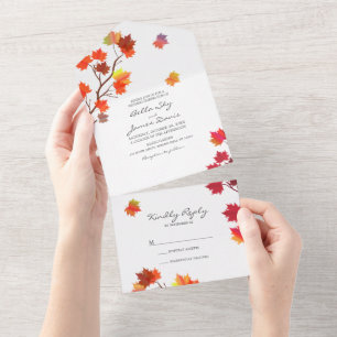 Minimalistischer Herbstbaum Hochzeit Alles in Eine All In One Einladung