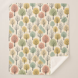 Minimalistischer Herbstbaum Muster Pastellwald Sherpadecke