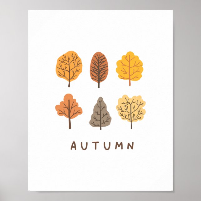 Minimalistischer Herbstbaum Poster (Vorne)