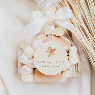 Minimalistischer Herbstleaf "Fall in Liebe" Kinder Runder Aufkleber