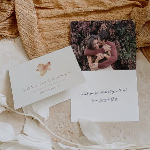 Minimalistischer Herbstleaf im Foto Dankeskarte