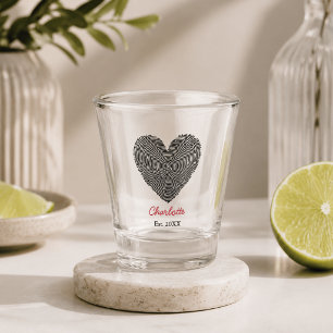 Minimalistischer Herz-Fingerabdruck mit personalis Schnapsglas